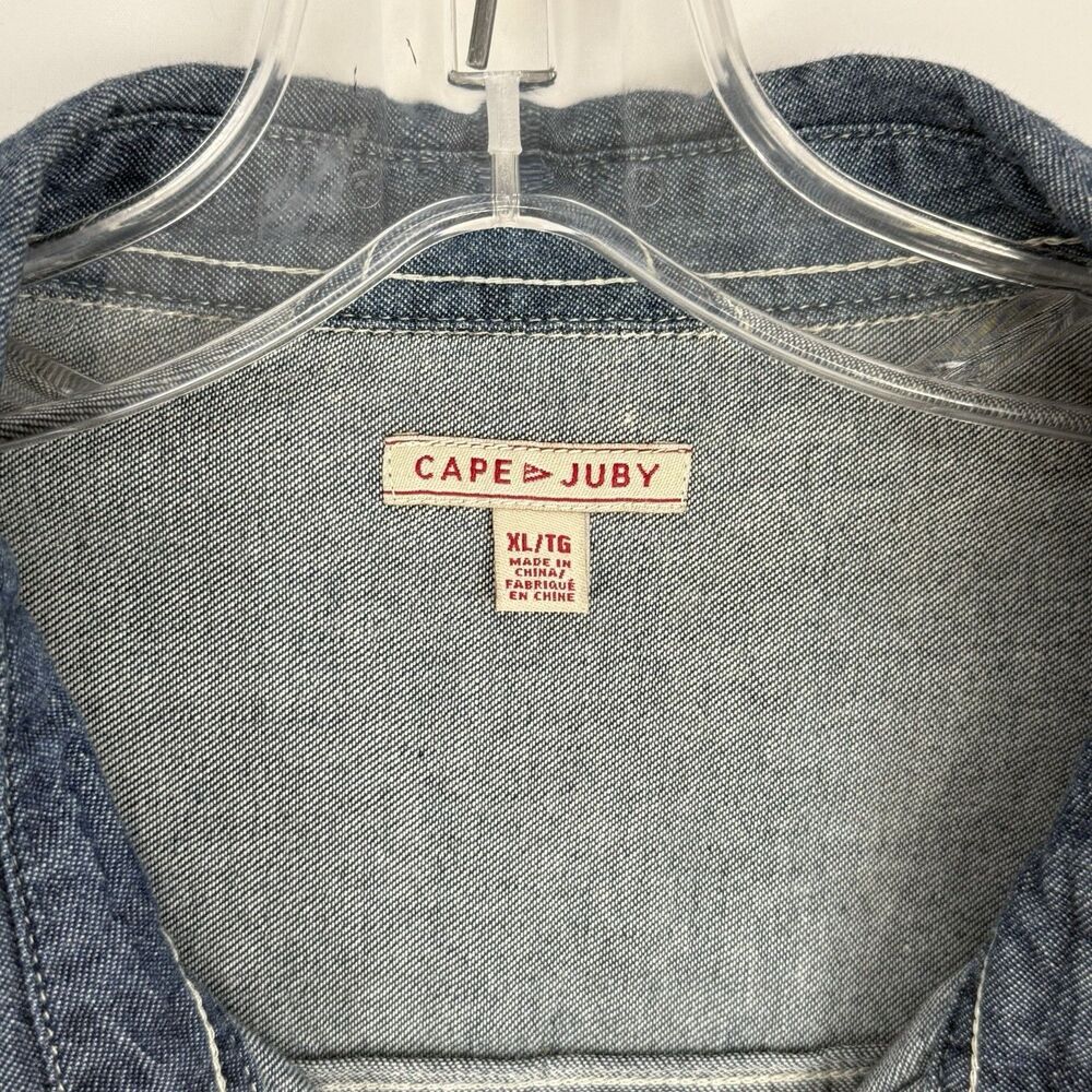 Men's Shirt XL Blue Denim Long Sleeve Button Up Pockets Classic Cotton Cape Juby - Picture 13 of 16